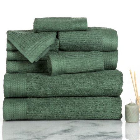 HASTINGS HOME Hastings Home Ribbed 100 Percent Cotton 10 Piece Towel Set - Green 408932GLU